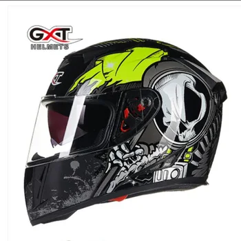 

2019 Spring New GXT Double lens Motorcycle Helmet ABS Full Face Motorbike Helmets with PC Visor Lens size M L XL XXL 13 colors