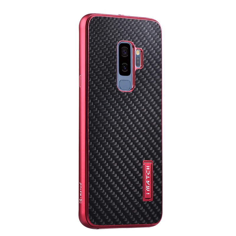 iMatch Luxury Aluminum Metal Bumper Carbon Fiber Back Cover Case for Samsung Galaxy S9 & Samsung Galaxy S9 Plus