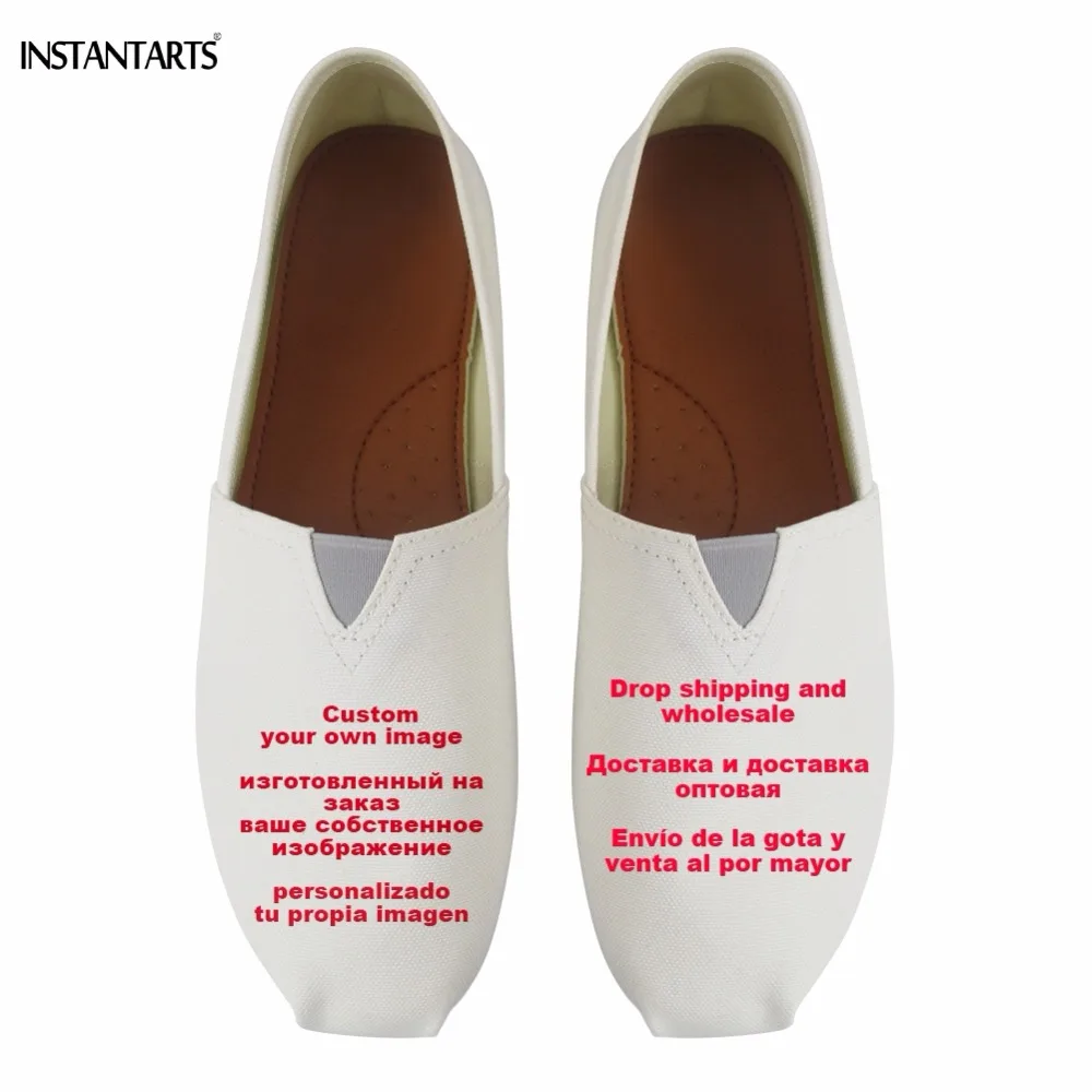 INSTANTARTS/ваше изображение; Индивидуальный принт; Тканевая обувь без застежки для девушек; Летняя обувь на плоской подошве с принтом логотипа; женская обувь