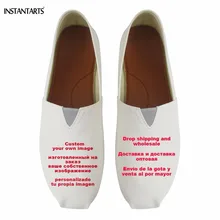INSTANTARTS/ваше изображение; Индивидуальный принт; Тканевая обувь без застежки для девушек; Летняя обувь на плоской подошве с принтом логотипа; женская обувь