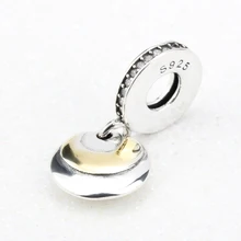 Настоящее 925 пробы Серебряный круг любовь CZ Европейский талисманы Бусины Fit Браслет Подвески DIY интимные аксессуары для женщин обруч