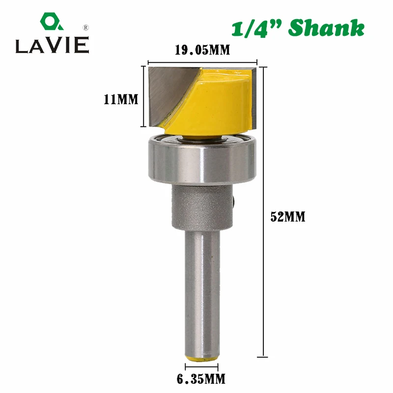 1pc 1/4 Shank STR. Bit with Bottom Tip with Bearing Square Groove Profile Carving Router Bit Door Wood Panel Cutter Knife 01008