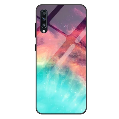 Чехол из закаленного стекла для samsung Galaxy A70, силиконовая Мягкая задняя крышка для samsung Galaxy A 70, мультяшный узор, чехол для телефона A7050 - Цвет: Коричневый