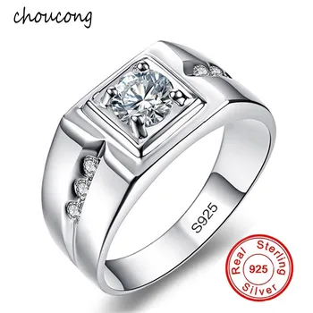 

Classic Men Ring Set 6MM 1 Carat CZ Diamant Engagement Ring 925 Solid Silver Wedding Ring for Men Jewelry Wholesale