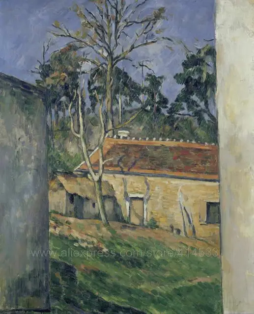 Paul Cezanne Farmyard 1877 Abstract Art Huge Wall Painting Bathroom Paul Cezanne Farmyard 1877 Abstract Art Huge Wall Painting Bathroom Background Canvas Paintings Realistic Landscape