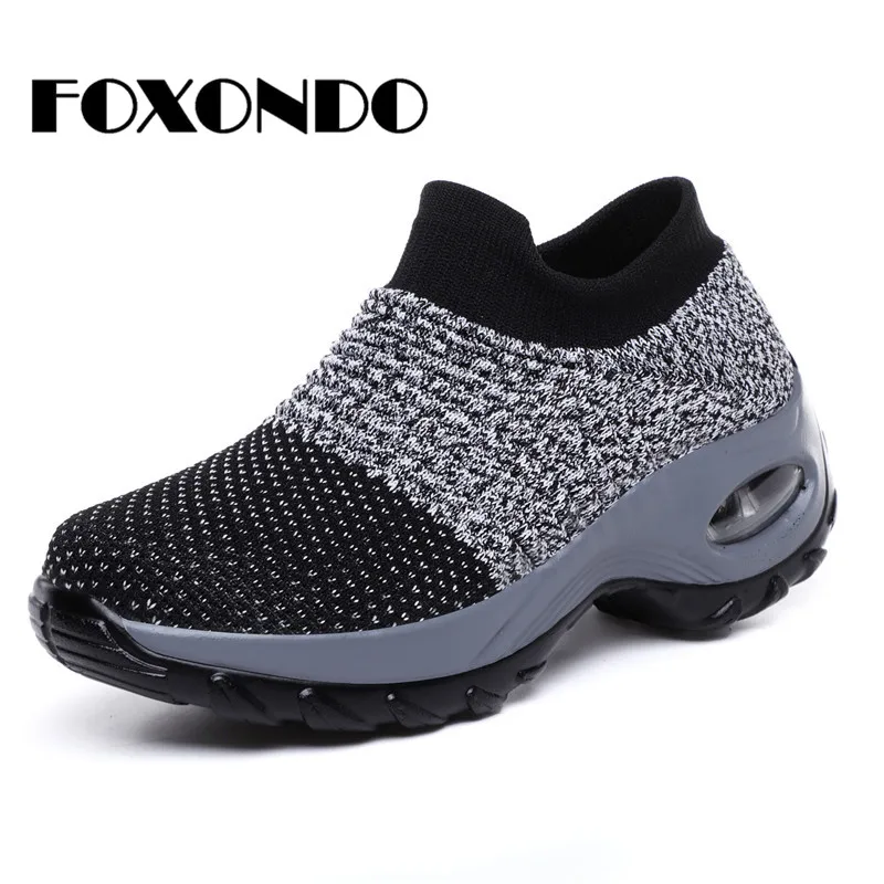 Foxondo 2019 Весенняя Новинка Для женщин спортивная обувь на плоской подошве слипоны