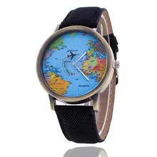 Timezone#301 Мини Мир моды кварцевые часы мужские унисекс карта самолет путешествия по всему миру женские кожаные Наручные часы для ношения с платьем