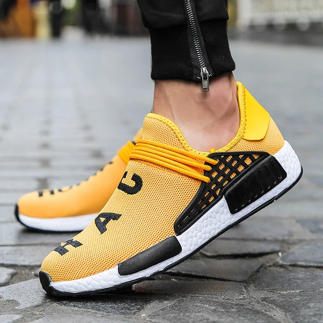 Yellow Human Race Sneakers Men Women Comfortable Light Sports Running ...