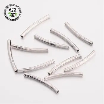 

iron tube noodle beads, curved tube, Metal color, about 2mm in diameter, 20mm long, hole: 1mm