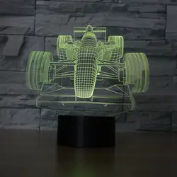 Цвет Изменение мигающий сенсорное управление F1 автомобильные гонки Акрил светодиодный 3d-ночник светодиодный F1 USB гоночный автомобиль