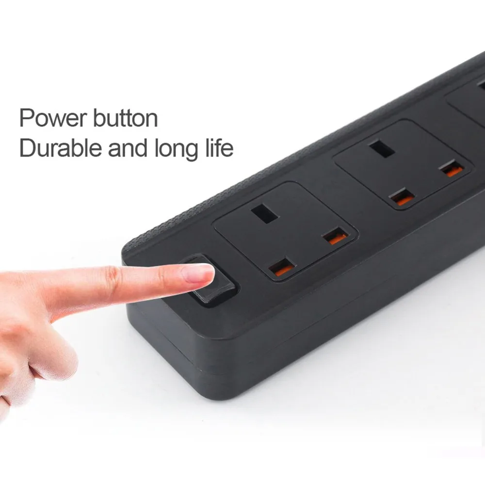 Универсальное зарядное устройство SOONHUA, 4 порта USB, 4 гнезда, переключаемый удлинитель, защита безопасности, ПК, огнезащитное зарядное устройство с кабелем 2 м