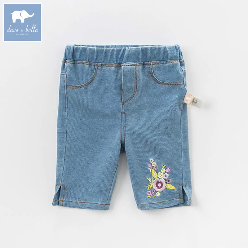 

DBA6649 dave bella summer infant baby girls calf- length kids jeans short fashion children toddler pants girls trousers