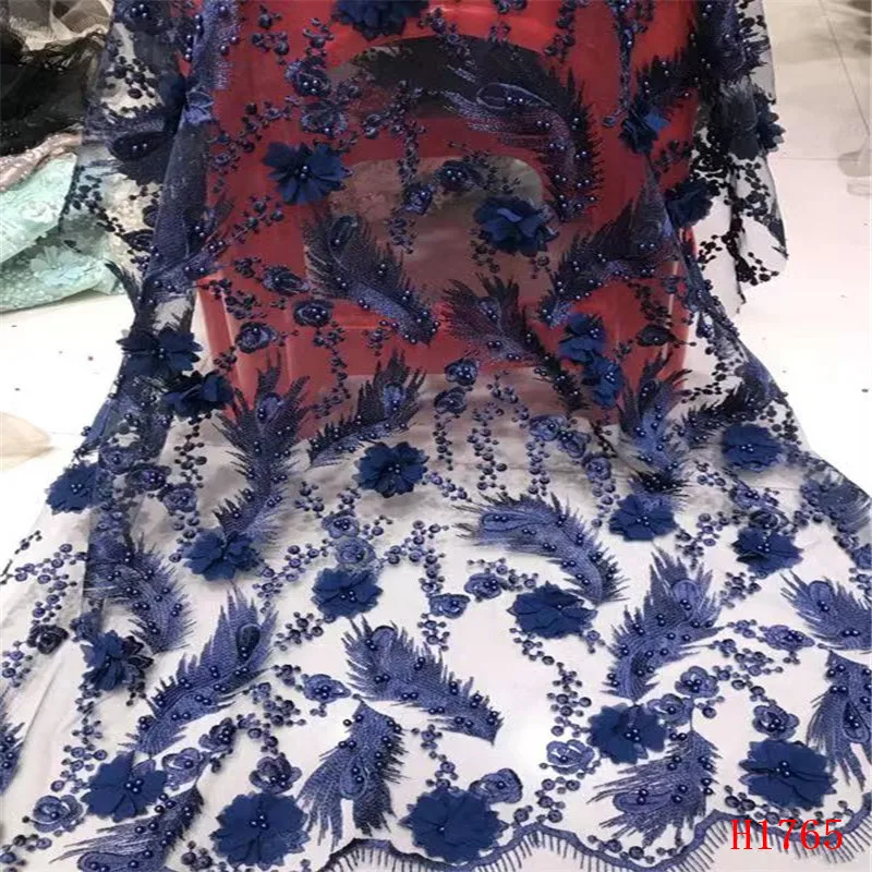 

African Lace Fabric 2019 Nigerian Laces Fabric Bridal High Quality French Tulle 3d Lace Fabric for Women Dress HJ1765-1