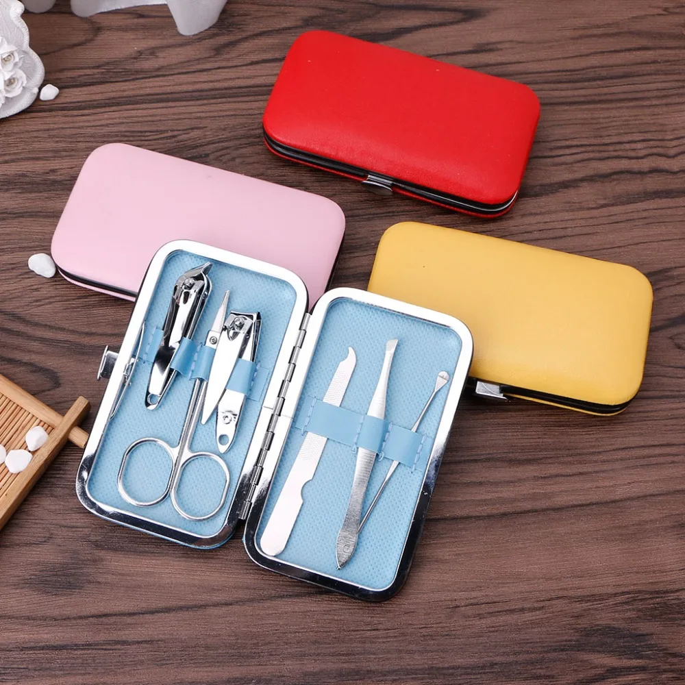 

6Pcs/1 Set Pedicure Manicure Set Nail Care Clipper Scissors Travel Kit Grooming Tool Pink/Blue/Red/Yellow