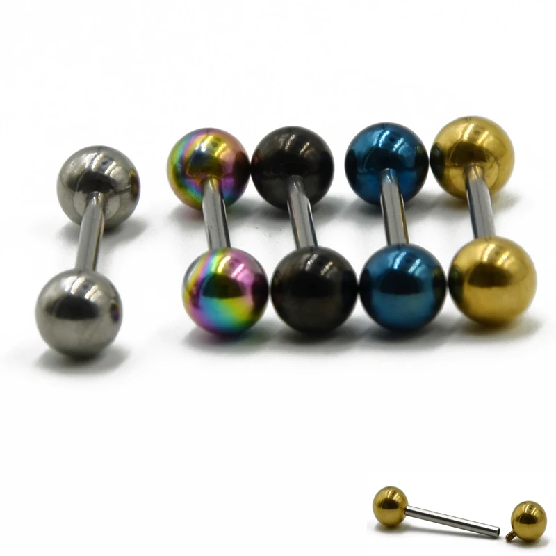 1pc Round Internally Threaded Anodized Ball Screw Fit Tongue Barbell Nipple Shield Ring Piercing
