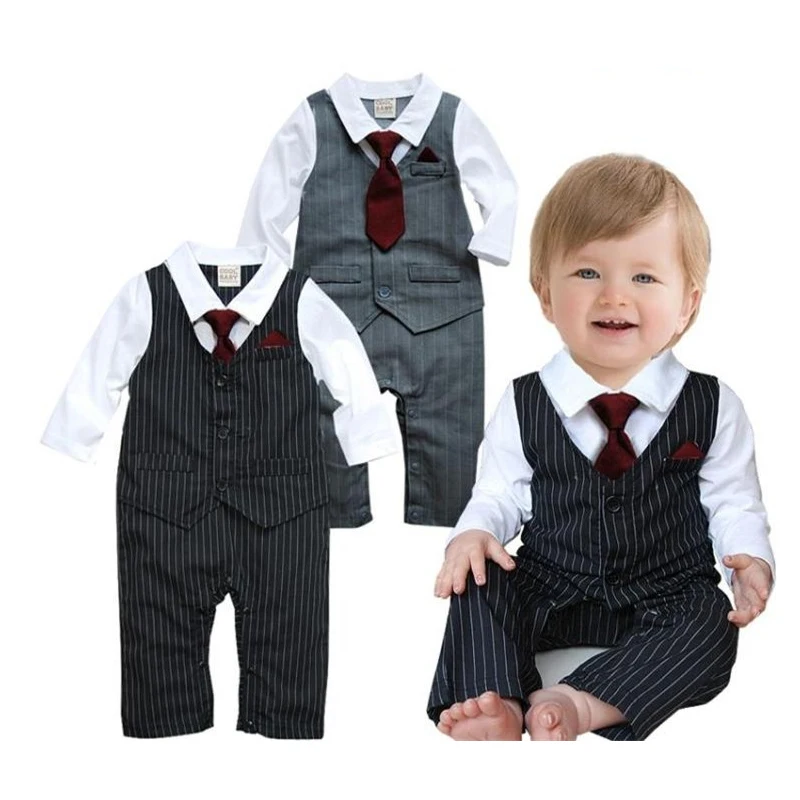 Baby Boys Rompers Formal Handsome Baby Jumpsuit Striped One piece with