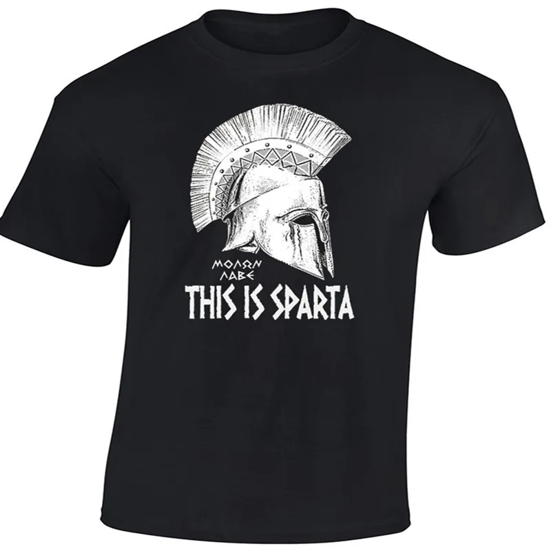 

Hot Sale Men's Sumer T-shirts This Is Sparta King Of Sparta 300 Spartan Helmet Shirt 100% Cotton Printing Tee Euro Size S-3XL