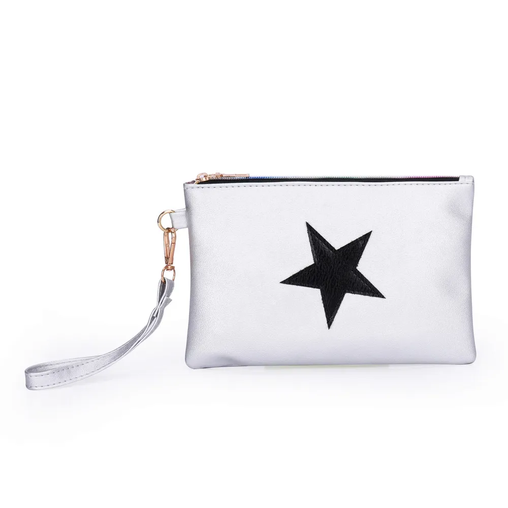 Женская модная кожаная сумка-клатч на молнии с рисунком звезды, сумочка для монет, сумочка для макияжа, роскошный брендовый кошелек, женские кошельки и кошельки
