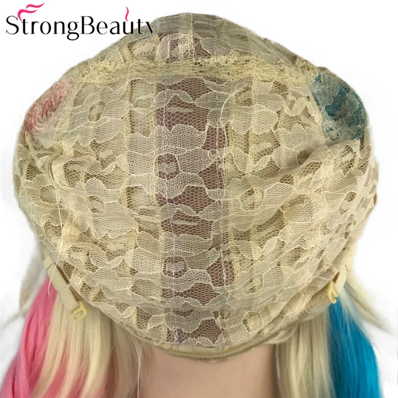StrongBeauty парик для косплея с двумя хвостиками розовый и синий хвост длинные