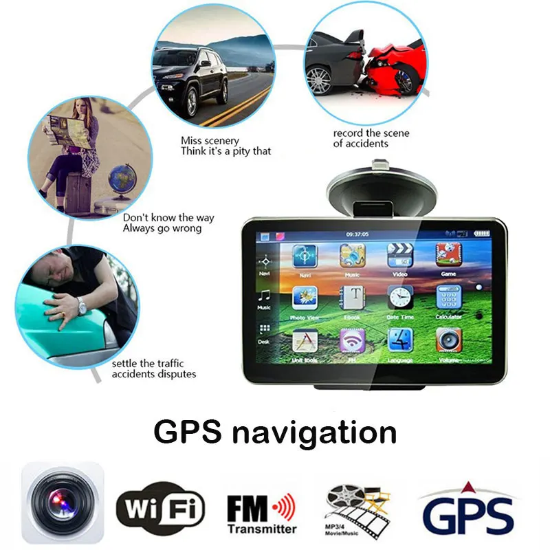 

GPS Navigator Vehicle Navigation Multifunctional Car Navigator Electronics Sensors 4.3 Inches 8GB Portable