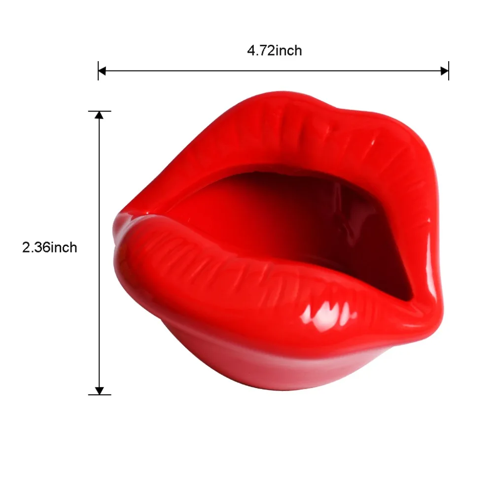 Ceramic Cigarette Ashtray Novelty Lip Mouth Cigarette Ashtray Holder For Smoker Fashion Home & Office Decorations Red (2)
