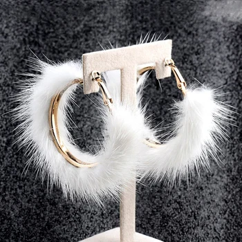 

Earring stud fluff white round 35mm women ear jewelry hot brand jewelry model star show wedding fashion jewelry