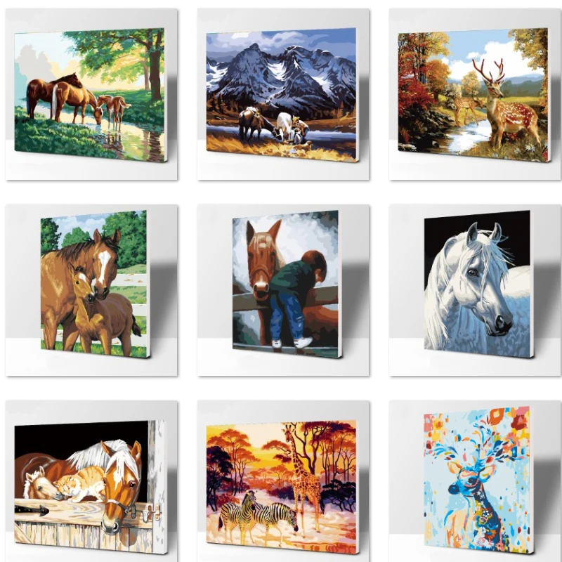 

The horse number Oil Painting Wall Pictures For Living Room Canvas animal Digital painting And Prints No frame Home Decoration