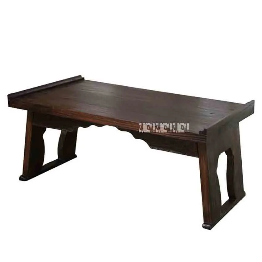 Японский стиль, антикварный складной прямоугольный чайный столик из массива дерева, Маленький журнальный столик из древесины пауловнии, для гостиной, низкий столик с татами