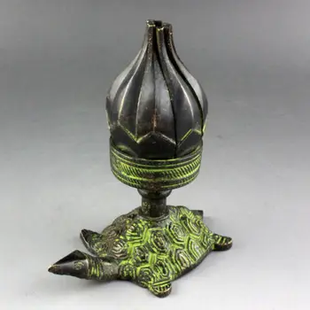 

Chinese folk handmade fine bronze statue tortoise Candlestick