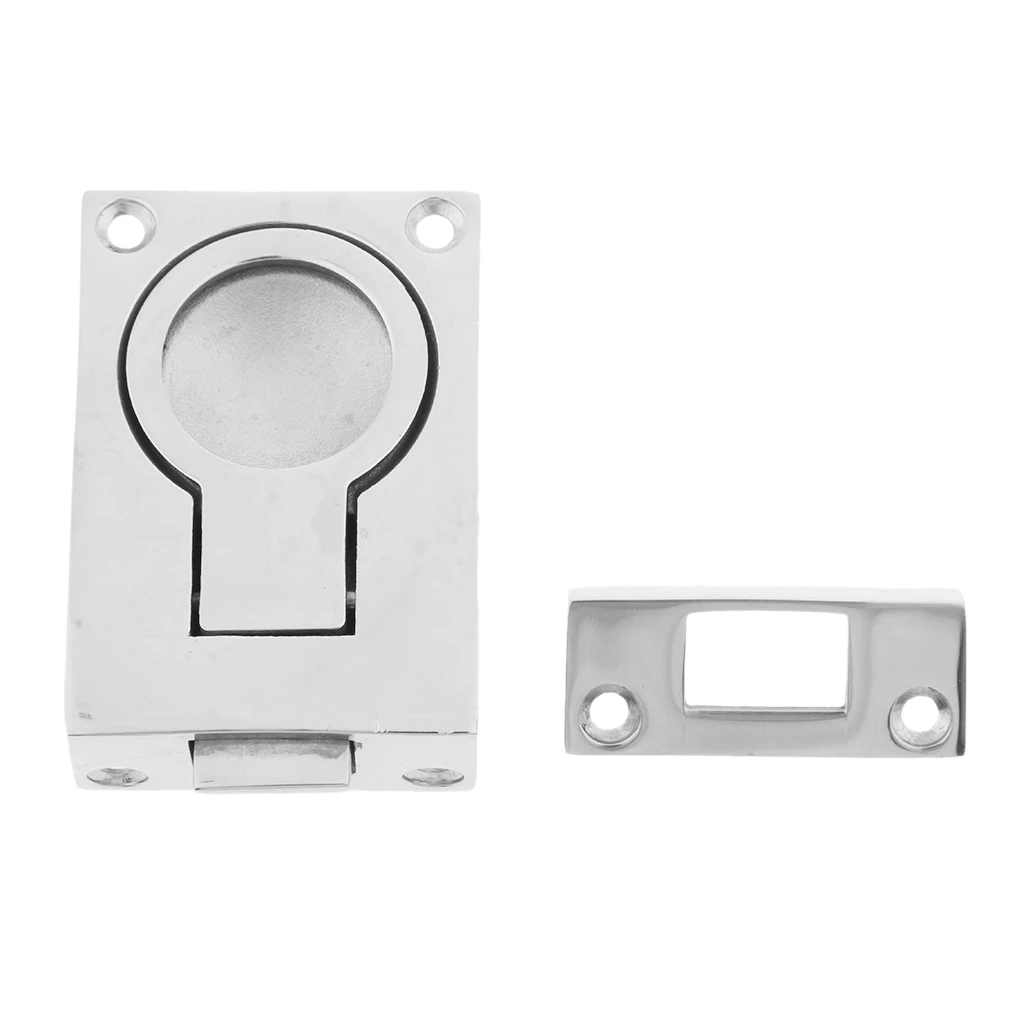 2 Pcs Marine 316 Stainless Recessed Hatch Pull Buckle Floor Latch Flush Ring Pull for Water Sports Dinghy Yacht Accessory
