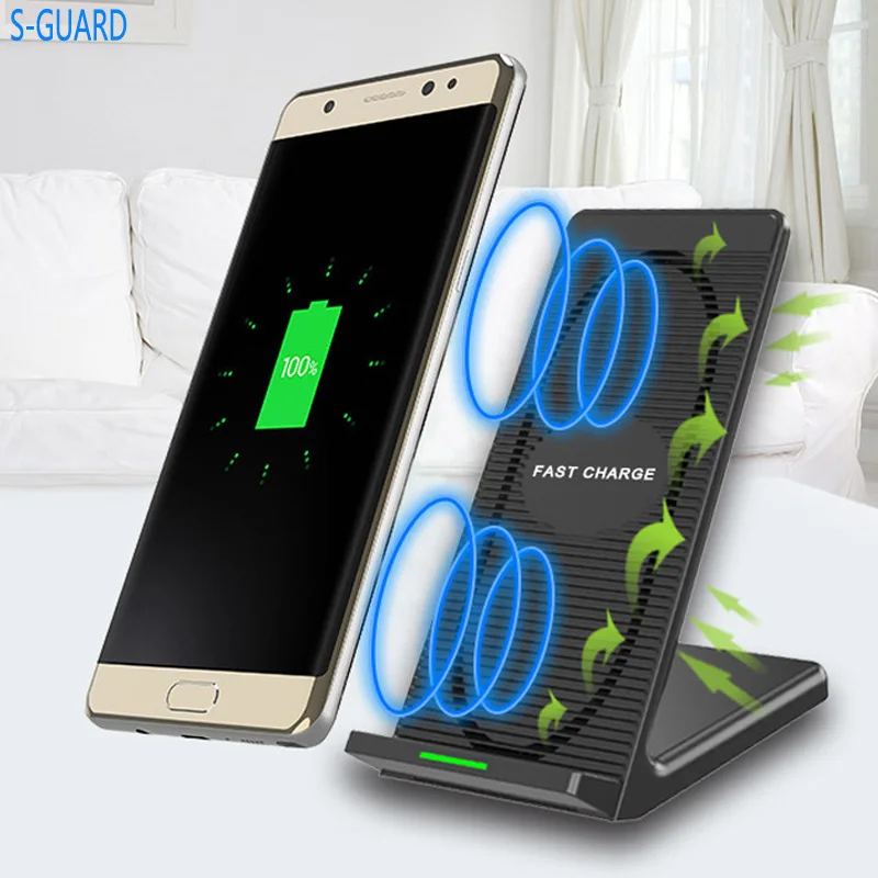 

S-GUARD 10W Qi Wireless Charger for iPhone 8 plus X Fast Wireless Charging for Samsung S9 S8 Plus/S7 S6 Edge+ note5 Charger Pad