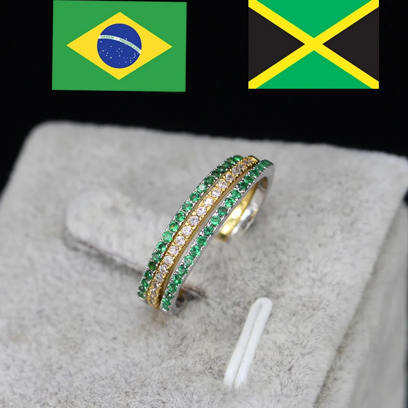 CWWZircons Brand Fashion 3 pcs Engegament Wedding Ring Set Mixed Color Round Red Green Blue Cubic Zirconia Rings For Women R016