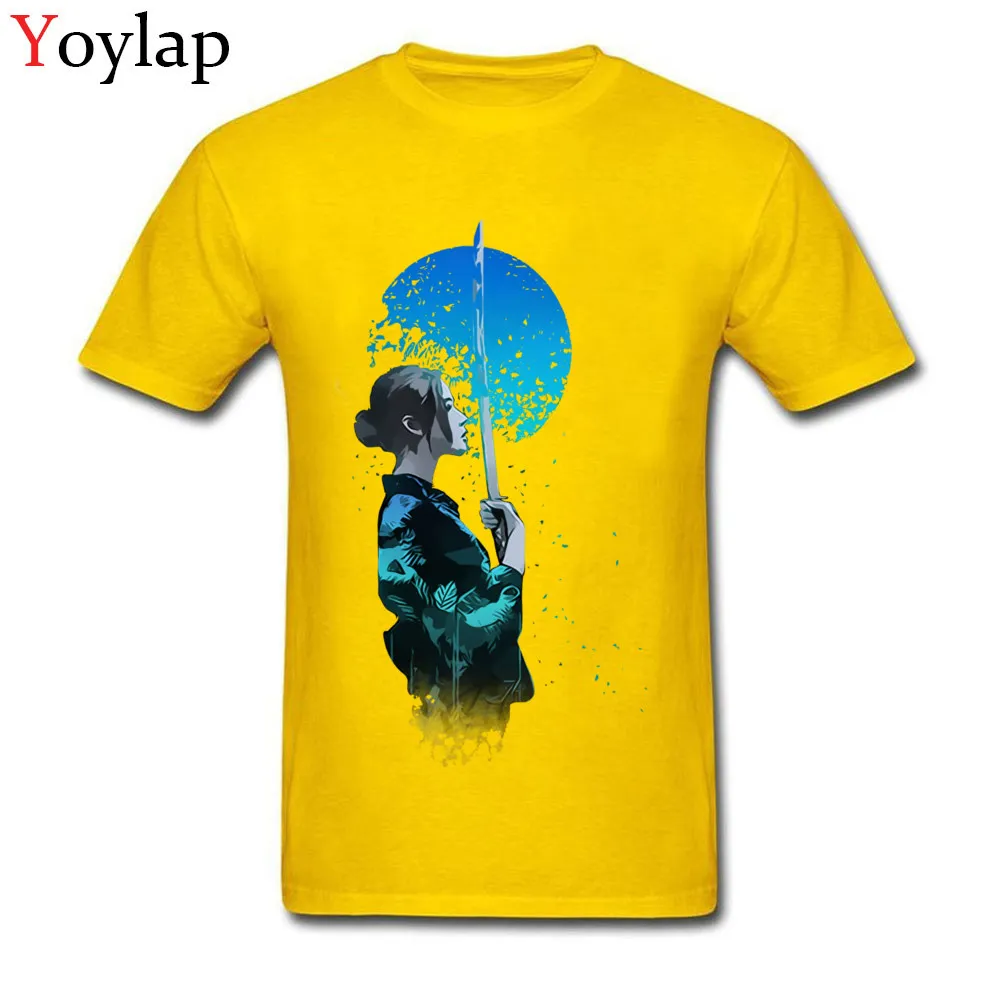 Cheap Printed On T-shirts Summer Pure Cotton O-Neck Tops Tees Short Sleeve Printed On Blue Moon Samurai Tee-Shirts Top Quality yellow