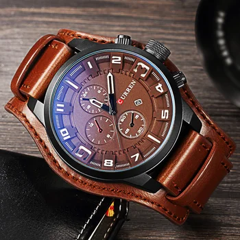 

Original Brand CURREN Top Men Sports Waterproof Quartz Watch Military Luxury Leather Calendar Wristwatches relogio masculino