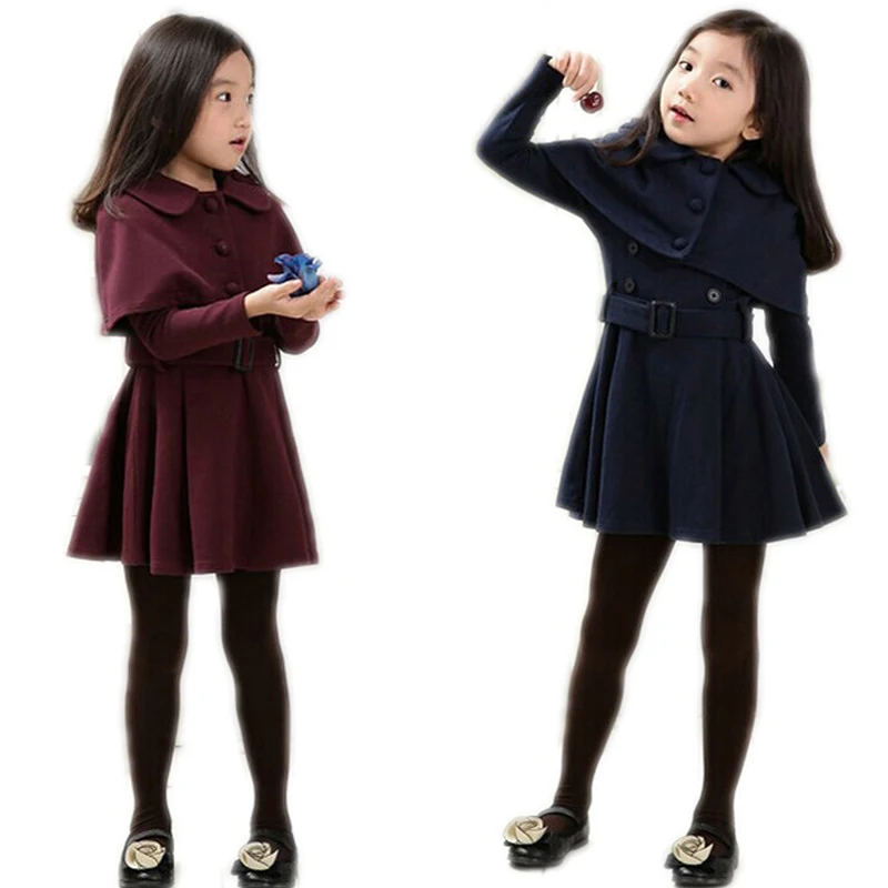 2016 Girls Winter Dresses Sweet Autumn Winter Long sleeve Children Bowknot Cotton Dress For Party Christmas