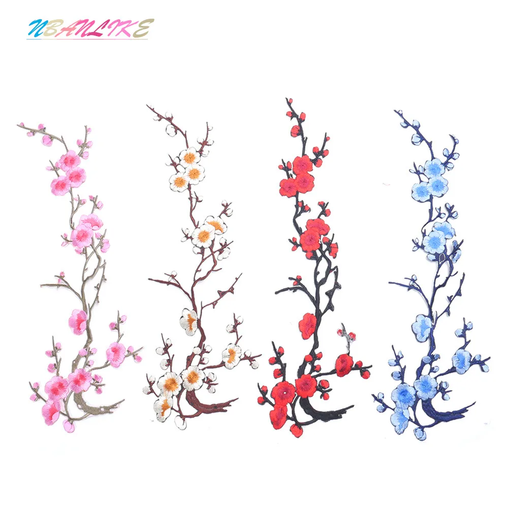 

1PC Plum Blossom Flower Applique Clothing Embroidery Patch Fabric Sticker Iron On Sew On Patch Craft Sewing Repair Embroidered