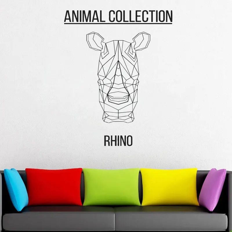 

Geometric RHINO Head Vinyl Sticker Animals Anime Wall Decal Scandi Minimalistic Monochromatic DIY Murals JH18