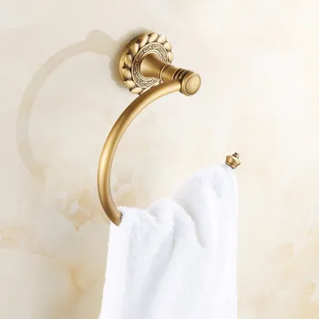 

Antique European Copper Towel Ring Hanging Carved Wall Mount Bathroom Accessories