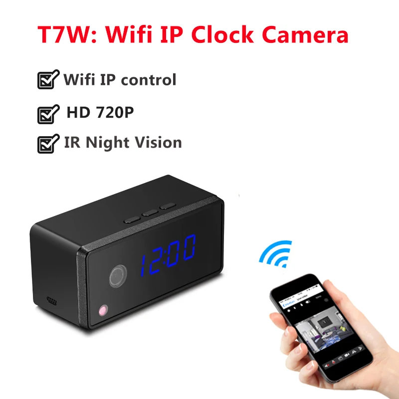 

Wifi Mini Camera Wireless Table Clock Camera HD 720P P2P IP Clock Alarming Setting IR Night Vision Micro Cam DVR Camcorder