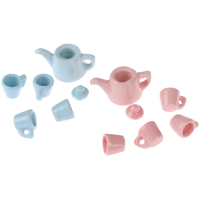 5 шт./компл. Керамика весы 1:12 миниатюрный современное фарфоровое Чай чашки набор посуды Кухня кукольный домик Чай Котел на твердом Цвет