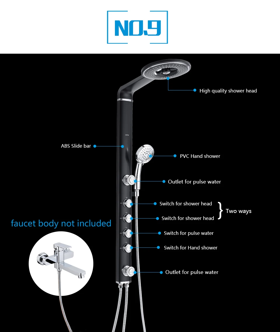 GAPPO смеситель для душа ванная душевая система душевая панель АБС-массажный смеситель дождевой душевой набор смесители для ванны смеситель черный