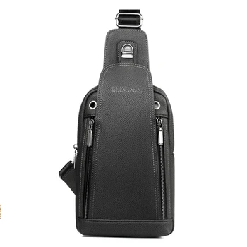 

Famous Brand Men Chest Bag Vintage pu Leather Satchel Shoulder Messenger Male Sling Chest Pack Bag High Quality Crossbody Bag