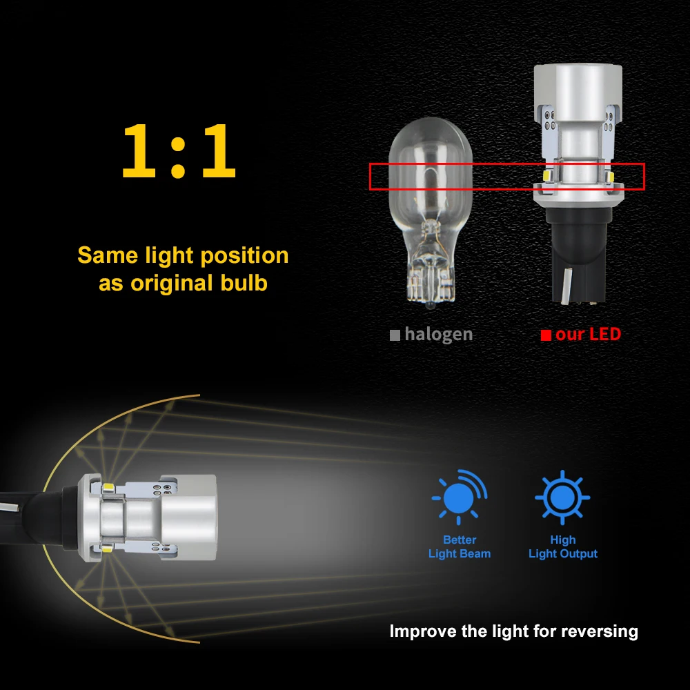 2 шт. T15 W16W Led Canbus без ошибок T15 задний светодиодный светильник 921 912 W16W светодиодные лампы сигнальные лампы 6500 к белый 12 В для BMW VW Ford Lada