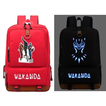 

WISHOT Black Panther King of Wakanda backpack teenagers Men women's Luminous Bags travel Laptop Bags
