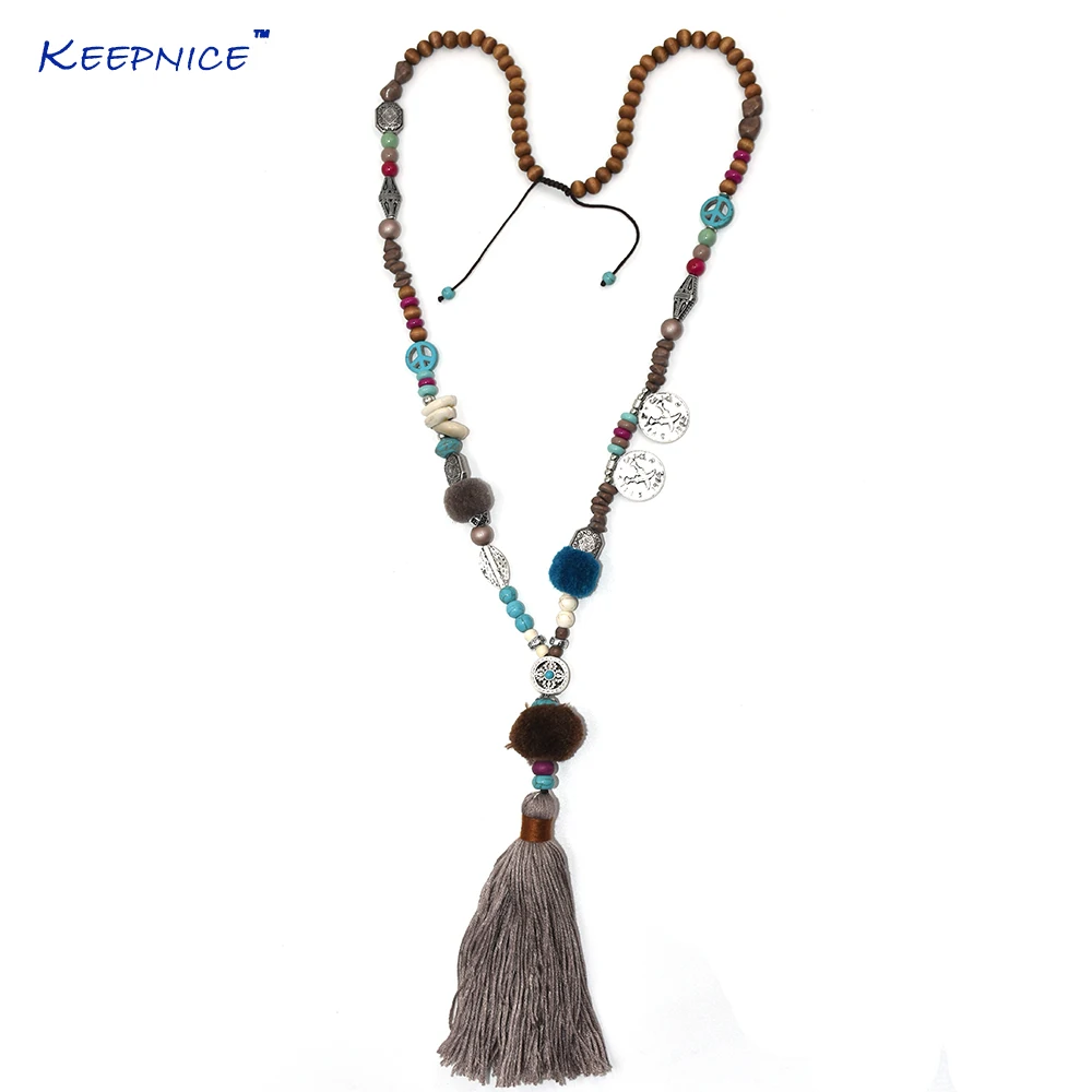 Cadena larga con Borlas Boho NECKACE