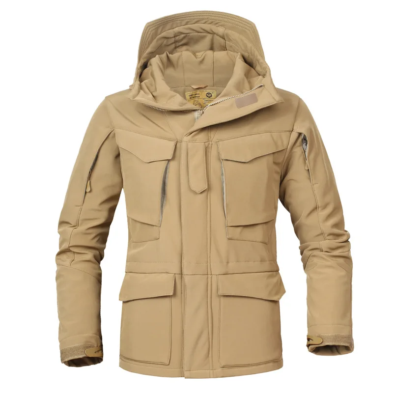 

2018 New Men Windbreaker Tactical Soft Sell Jacket With Warm Inner Camouflage Field Jacket Military Fans M65 Winter Jacket