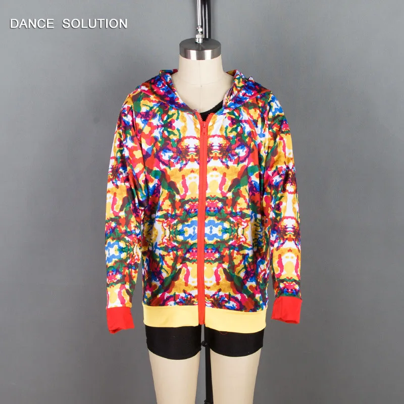 

Free Shipping Jazz and Tap Dance Performance Costumes Colorful Spandex Clothes Black Spandex Bike-shorts Unitard Design 18546