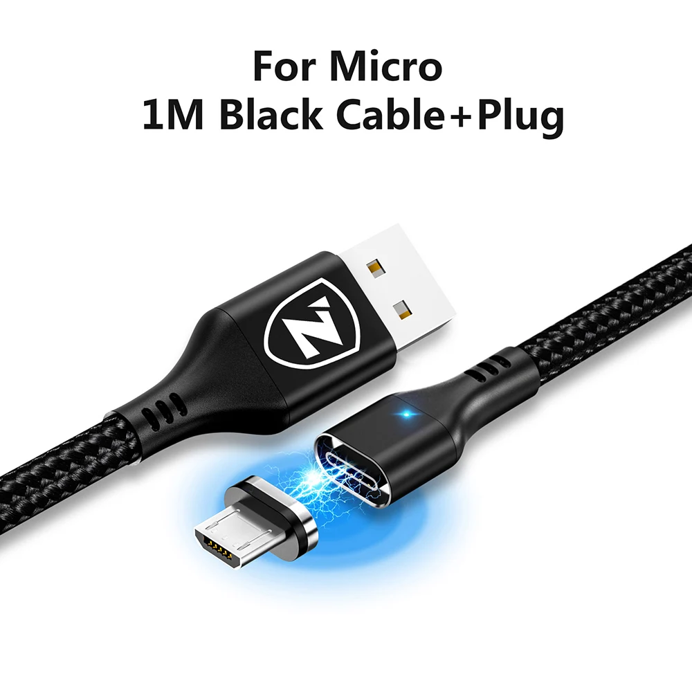 ZRSE Магнитный Micro Usb кабель для Iphone samsung 3A Быстрая зарядка данных провод шнур магнит Зарядное устройство Usb type C кабель для мобильного телефона - Цвет: BlackMicro