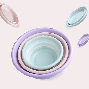 

050 Home Folding washbasin household plastic basin outdoor travel portable thickening basin telescopic basin
