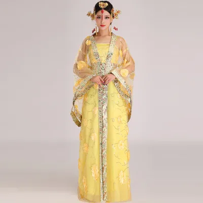 Китайская Луна девушка-фея костюм одежда династии Хан Тан принцесса древняя королевская ханфу Женская императорская императрица Косплей - Цвет: yellow